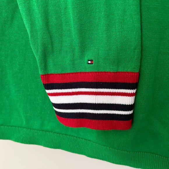Tommy Hilfiger V-Neck Long Sleeve Cotton Sweater Green with Stripes XL - Picture 5 of 5
